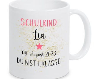 Schulkind 2023 Tasse - Einschulung Schulanfang Becher personalisiert | Schulanfang Jungen, Mädchen , Schulstart 1. Klasse