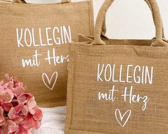 Abschiedsgeschenk Kollegin mit Herz Tasche, Geschenk Chefin Abschied, Jobwechsel, Geschenkidee Ausstand, Rente Frau, Ruhestand, Geburtstag