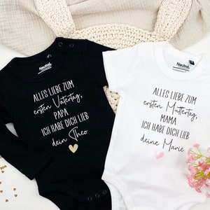 Erster Muttertag Baby Body, 1. Vatertag Geschenk Mama oder Papa, Muttertagsgeschenk, Vatertagsgeschenk Babybody, Geschenkidee Baby Outfit Bild 1