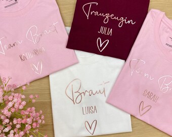 JGA Frauen TShirt, Shirt Junggesellenabschied Frau, Junggesellinnenabschied Deko, Team Bride Outfit, Braut Shirt, Bride to be Shirt