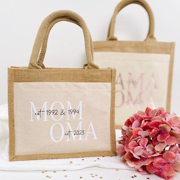 Geschenk Oma Geburtstag, Muttertag Jutetasche | Geschenkidee Muttertagsgeschenk Oma Tasche, Geburtstagsgeschenk, Schwangerschaft verkünden