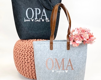 Oma Geschenk Geburtstag personalisierte Tasche, Geburtstagsgeschenk Mama, Muttertagsgeschenk Shopper, Muttertag Filztasche, Uroma