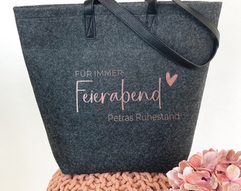 Ruhestand Geschenk Filztasche, Rente Abschiedsgeschenk Frau, Abschied Kollegin Filz Tasche, Pension, Vorruhestand, Renteneintritt