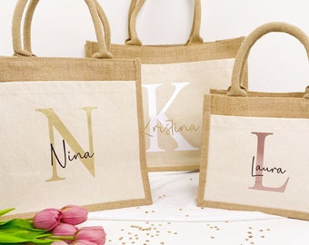 Jute bag personalized bag, personalized gift, birthday gift girlfriend, bachelorette party woman, JGA, bridal party