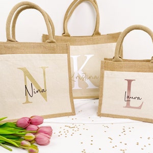 Jutetasche personalisiert Tasche, personalisiertes Geschenk Valentinstag, Geburtstagsgeschenk Freundin, Jungesellenabschied Frau, JGA
