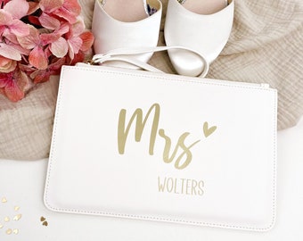 personalized wedding clutch - bridal bag mrs, bridal gift | handbag for the wedding | Gift bride bag ivory, white, pouch