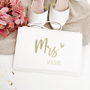 Brauttasche Clutch Hochzeit, Tasche für die Braut, Brautgeschenk, Handtasche Geschenk Trauzeugin, Brautjungfer, Kosmetiktasche Braut