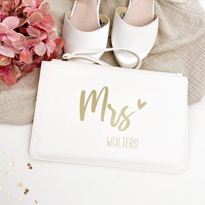 Brauttasche Clutch Hochzeit, Tasche für die Braut, Brautgeschenk, Handtasche Geschenk Trauzeugin, Brautjungfer, Kosmetiktasche Braut Bild 1