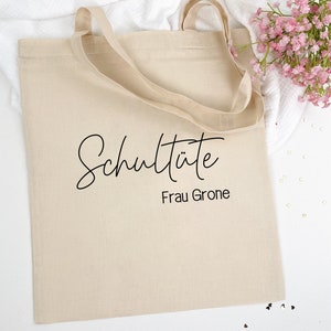 Geschenk Lehrerin Tasche, Abschiedsgeschenk Lehrerin mit Herz, Beutel Klassenlehrerin, Grundschule Abschied Lehrer, Jutebeutel Schultüte Bild 1