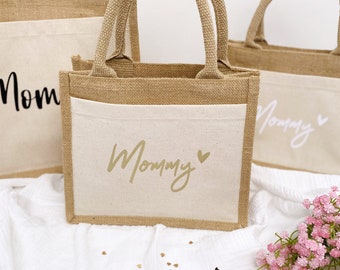 Mommy Bag Geschenk Geburt, Babyparty | Geschenkidee Mama Wochenbett, Mommy to be Jutetasche personalisiert, Shopper Mutter