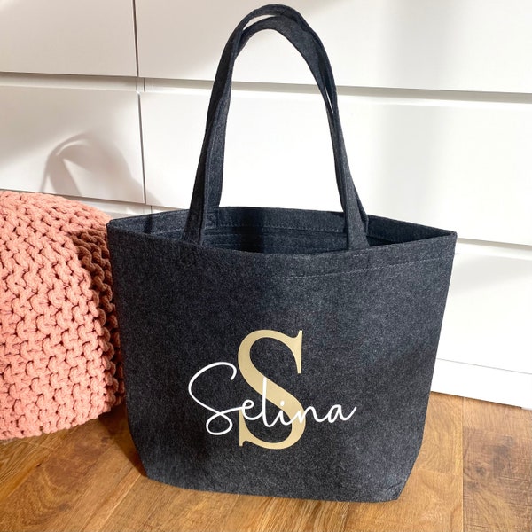 Filzshopper personalisiert mit Namen, Muttertagsgeschenk Tasche Filz, Geburtstag Freundin, Geburtstagsgeschenk Mama, Geschenk Oma, Muttertag