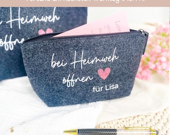 Heimweh Geschenk Tasche Auszug, Abschiedsgeschenk Freundin Weltreise, Auswanderung, Bei Heimweh öffnen, Auszugsgeschenk, Reha, auswandern