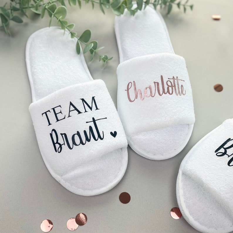 JGA Frauen Schlappen, Junggesellenabschied Frau, Team Bride, Bride to Be Slipper, Braut Flip Flops Hochzeit, Junggesellinnenabschied image 3