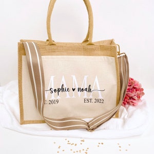 Geschenk Mama Tasche mit Tragegurt Mom Shopper Jutetasche Geburtstagsgeschenk Geburtstag, Weihnachten Oma personalisierte Geschenke Bild 3