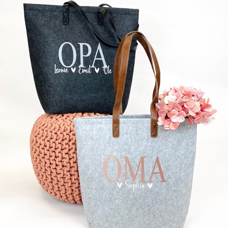 Oma Geschenk Muttertag, personalisierte Filztasche Geburtstag, Shopper Muttertagsgeschenk , Geburtstagsgeschenk Mama, Schwiegermutter image 1