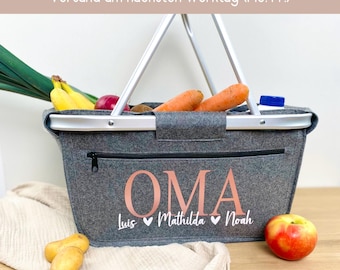 Oma Geschenk Geburtstag personalisierte Tasche, Geburtstagsgeschenk Mama, Muttertagsgeschenk Shopper, Muttertag Filztasche, Uroma