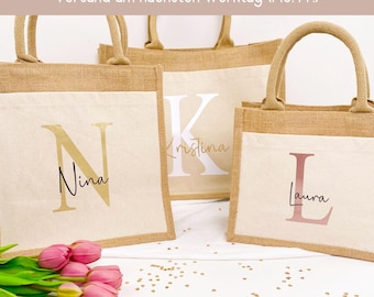 Jutetasche personalisiert Tasche, personalisiertes Geschenk Geburtstag, Geburtstagsgeschenk Freundin, Jute Beutel Valentinstag