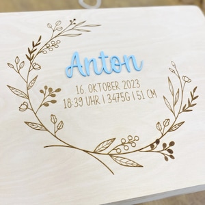 Erinnerungskiste Baby, Erinnerungsbox Baby, Geschenk Geburt Holzkiste, Holzbox mit Deckel Babygeschenk, Taufgeschenk, Kiste image 6