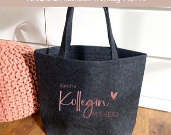 Abschiedsgeschenk Kollegin, Geschenk Kollegin Shopper, Kollegin mit Herz, Abschied Dankeschön, Jobwechsel, Ruhestand