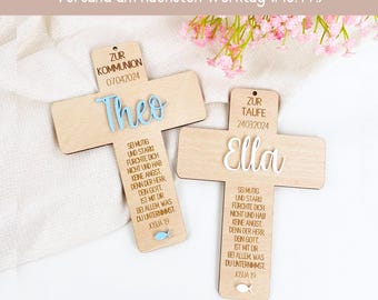 Kommunion Geschenk Kreuz, Taufkreuz Holz, Taufe Geschenk Holzkreuz, Taufgeschenk Junge, Mädchen, Erstkommunion, Kommunionskreuz