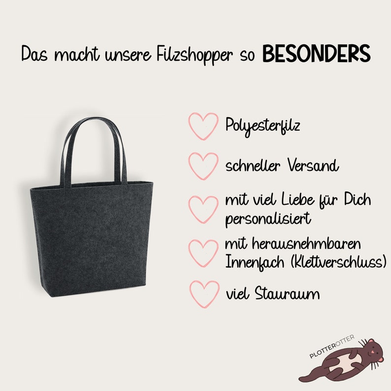 Abschiedsgeschenk Rente Frau, Abschied Kollegin Filztasche, Geschenk Ruhestand, Pension, Vorruhestand, Shopper Renteneintritt Bild 5