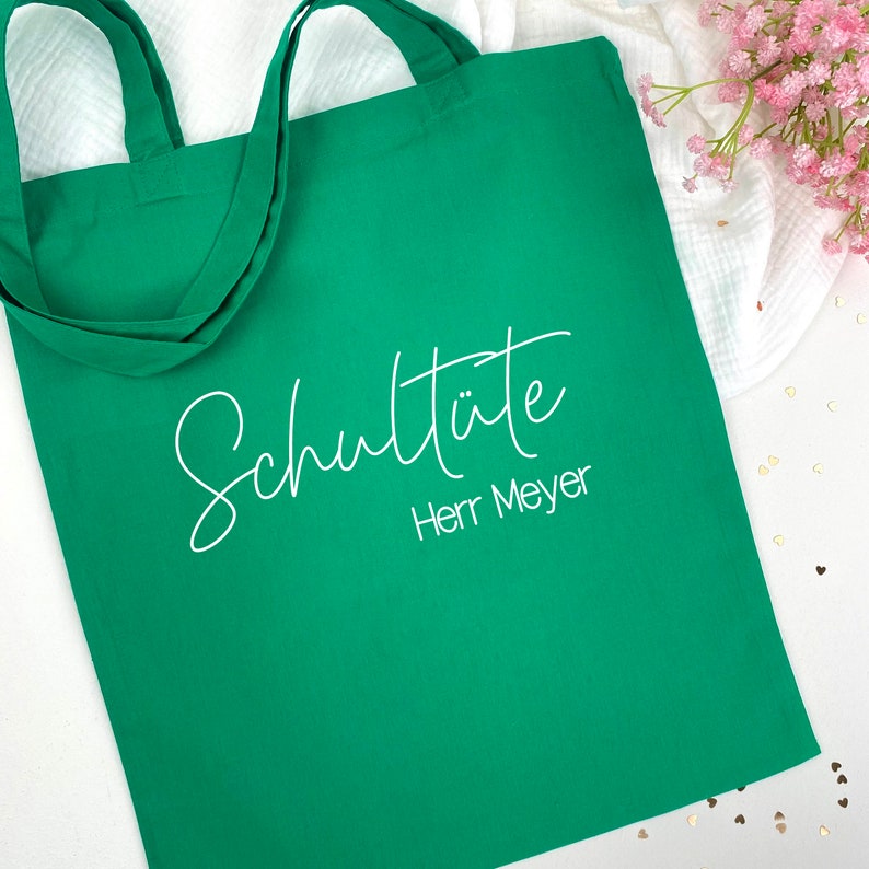 Geschenk Lehrerin Tasche, Abschiedsgeschenk Lehrerin mit Herz, Beutel Klassenlehrerin, Grundschule Abschied Lehrer, Jutebeutel Schultüte Bild 4