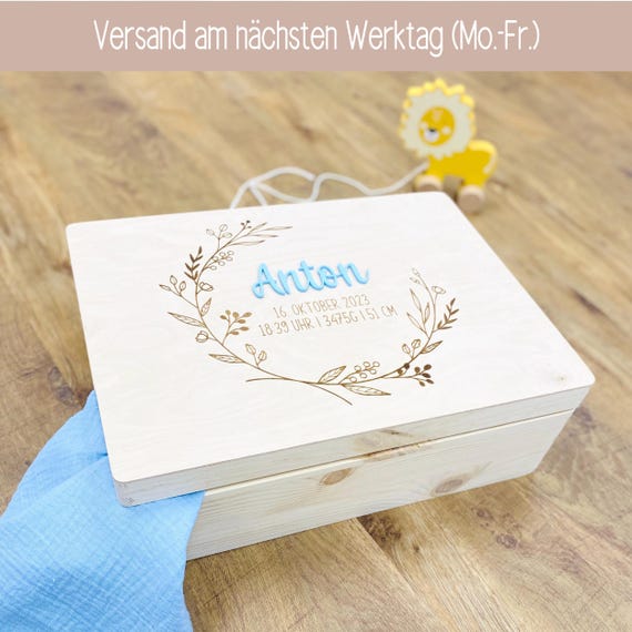 Erinnerungskiste Baby, Erinnerungsbox Baby, Geschenk Geburt Holzkiste, Holzbox Mit Deckel Babygeschenk, Taufgeschenk, Kiste