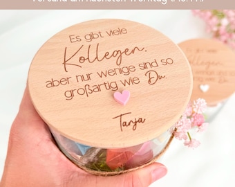 Abschiedsgeschenk Kollegin Glas, Rente Geschenk Abschied Arbeitskollegin, Verabschiedung Ruhestand Kollege Nervennahrung