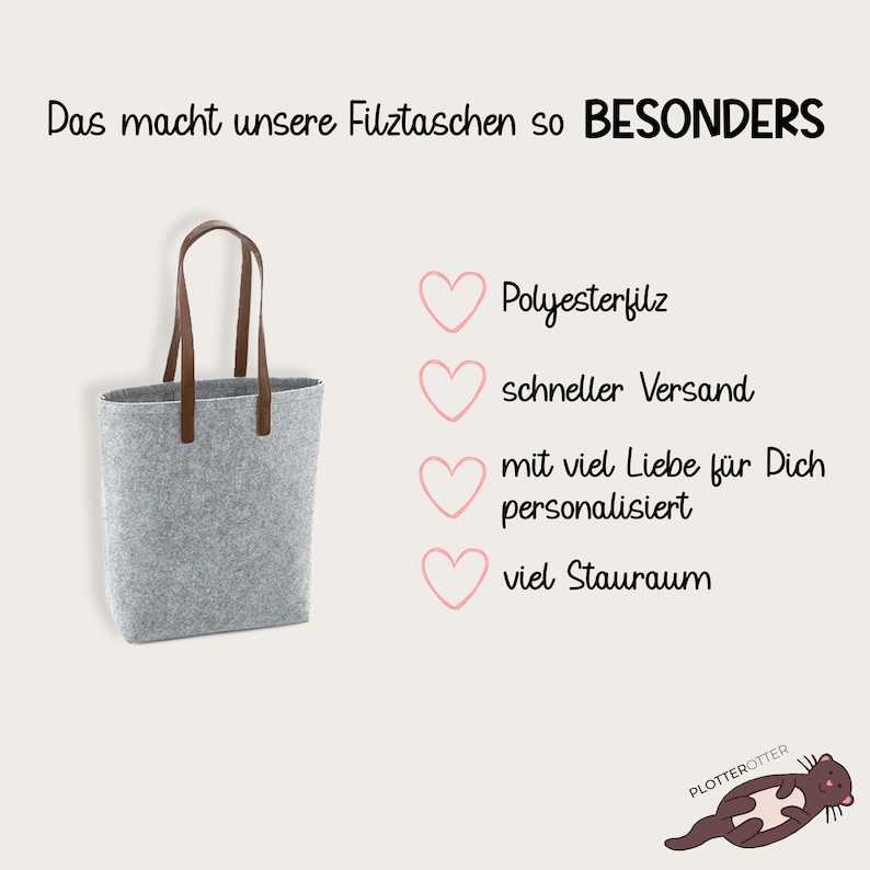 Oma Geschenk Muttertag, personalisierte Filztasche Geburtstag, Shopper Muttertagsgeschenk , Geburtstagsgeschenk Mama, Schwiegermutter Bild 7