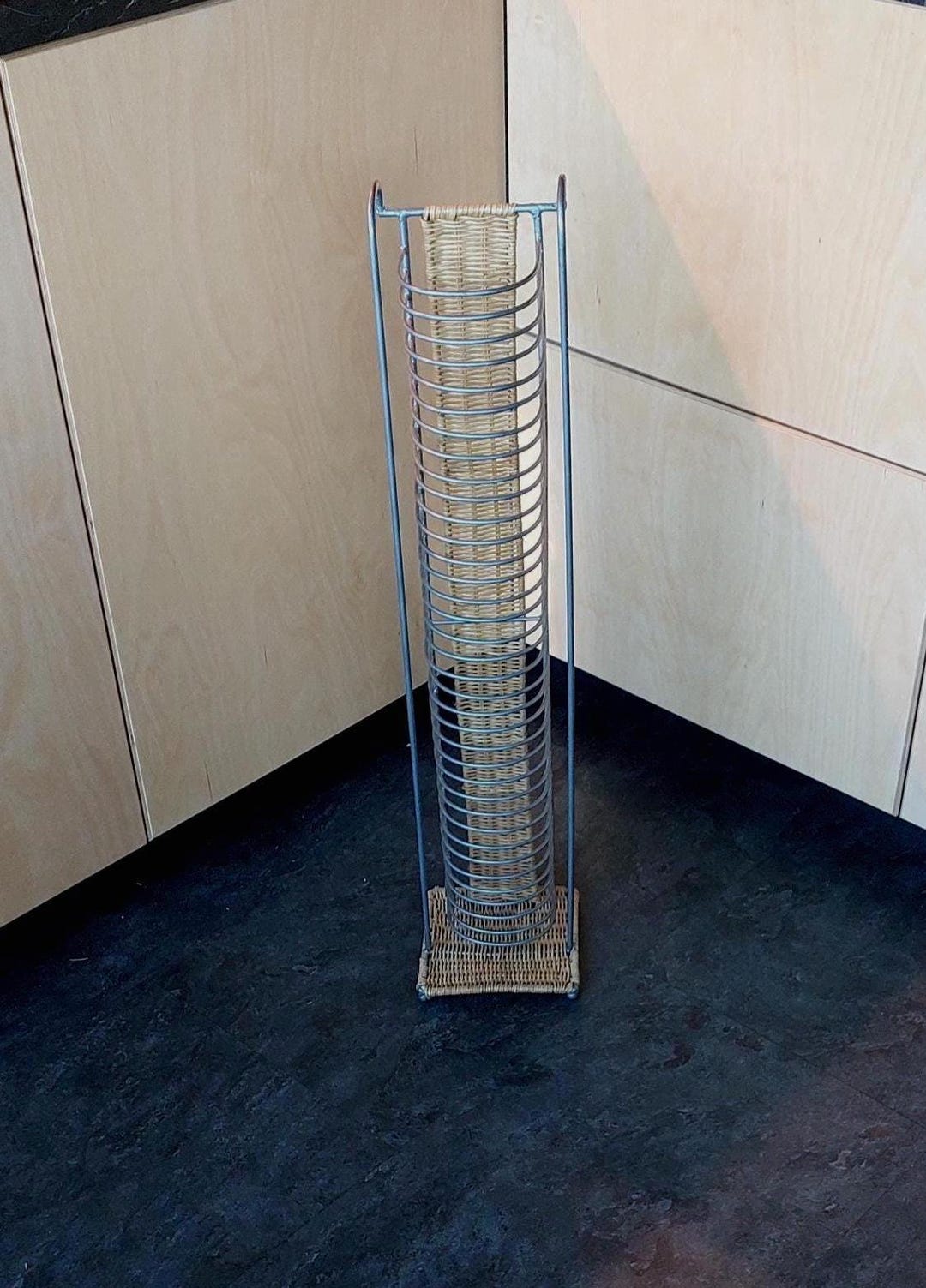 Vintage CD Storage, Metal & Wicker CD Storage Tower Rack, Stores 35 Cds ...