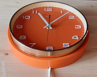 1960s/70s Mid-century Metamec Electric Orange Clock, Kitchen Clock