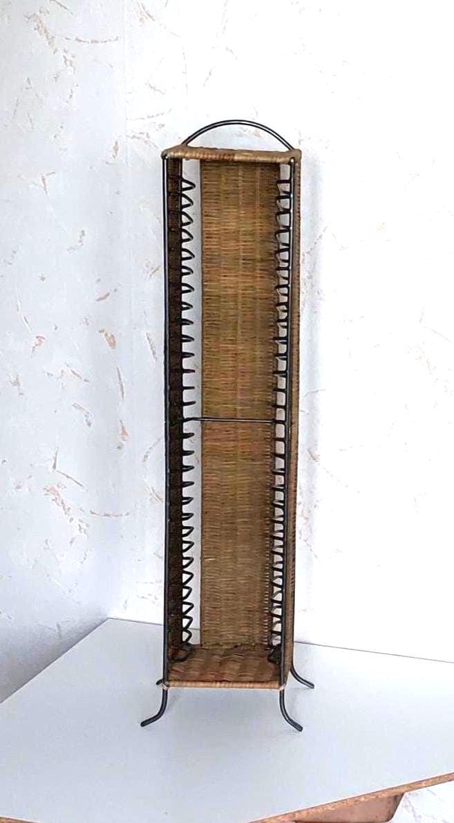Vintage CD Storage, Metal & Wicker CD Storage Tower Rack, Stores