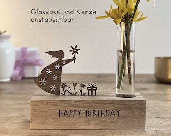 Gutschein für Geburtstag, Geschenkset Geburtstag, Geldgeschenk, Geburtstagsgeschenk, Geschenkidee, Kerzenleiste, Birthday, Holzleiste, Kerze