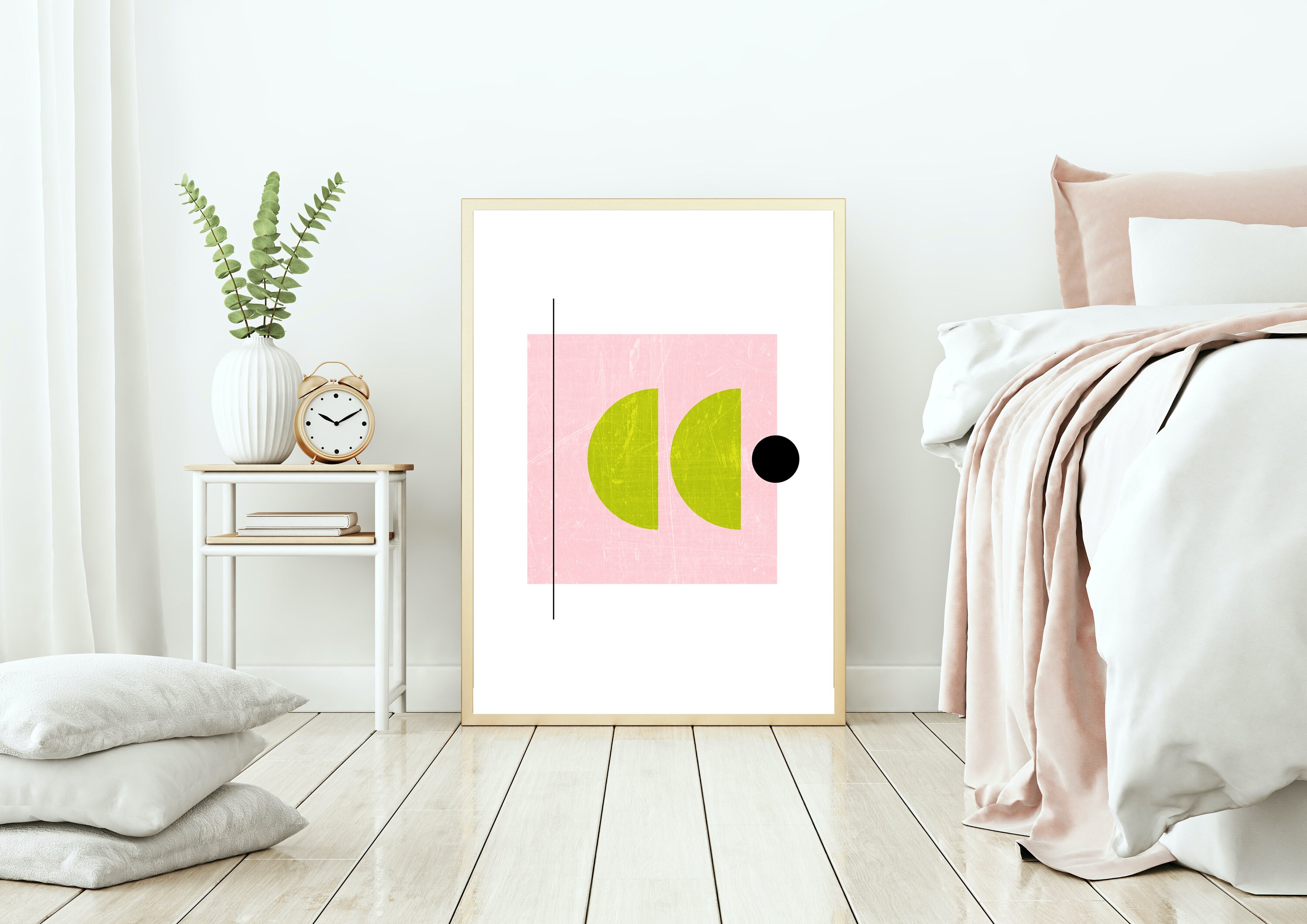 Green orange Geometric wall art minimalist abstract print Etsy