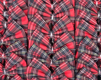 Nœuds papillon tartan | noeuds écossais rouges pour chiens | Noeuds papillon de Noël pour chiens | BOITE DE 25 | Boucles de toilette pour chien | Noeuds papillon de Noël