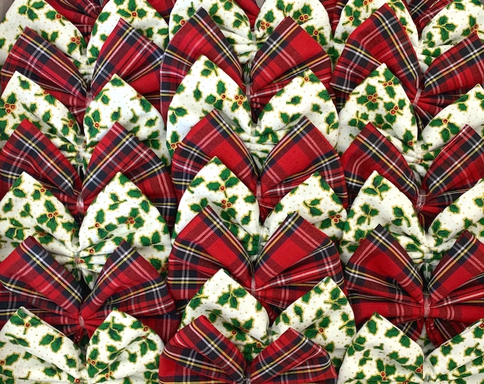 Christmas Bow Ties for Dogs BOX OF 25 Dog Groomer Bows Xmas Bow Ties