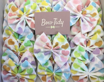 Pastel Hearts Bow Ties For Dogs | Box of 25 | Short Term Use | Collar Bows | Handmade | Gifts For Doggos