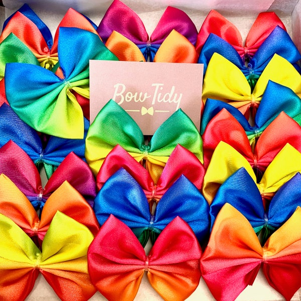 Rainbow Pride Bow Ties For Dogs | Box of 25 | Short Term Use | Collar Bows | Handmade | Gifts For Doggos