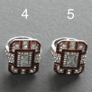 Auswahl der Farben der Reproduktion Art-Deco-Stil Silber Ton, Emaille und Strass-Statement-Ring UK Größe N, zwei noch