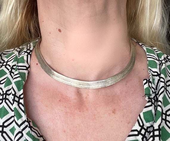 Huge vintage 84 gram sterling silver collar recta… - image 3