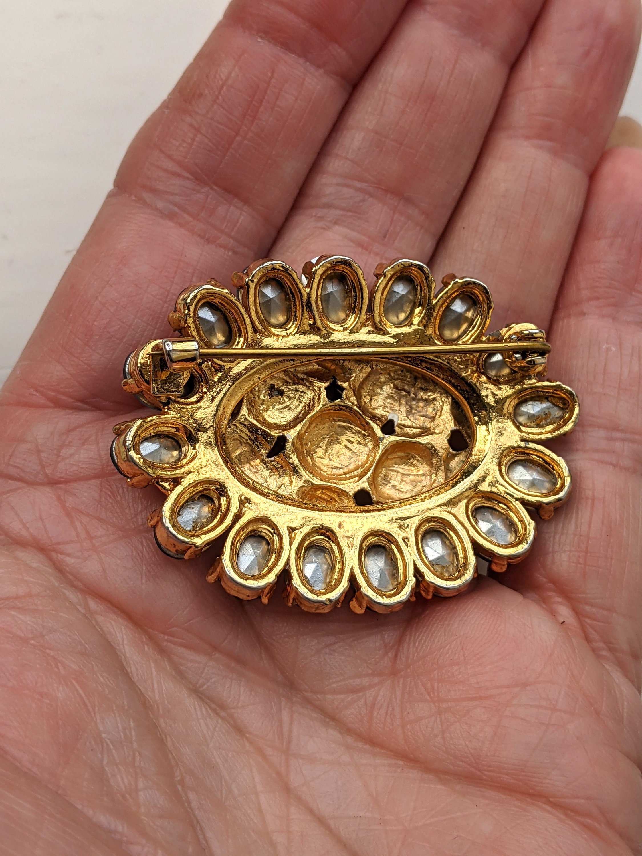 Large Vintage Paste Brooch Lovely Aqua Blue Large Oval Etsy