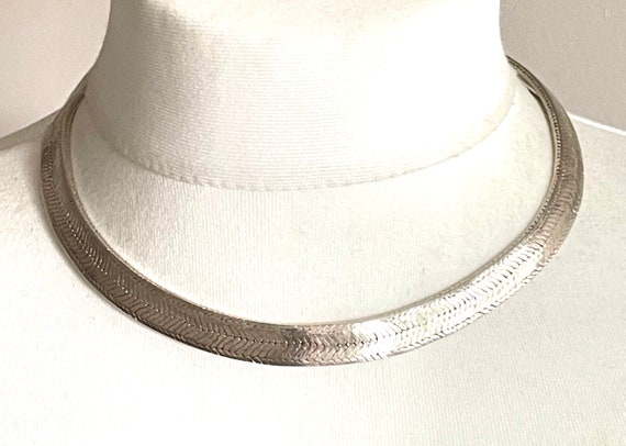 Huge vintage 84 gram sterling silver collar recta… - image 10