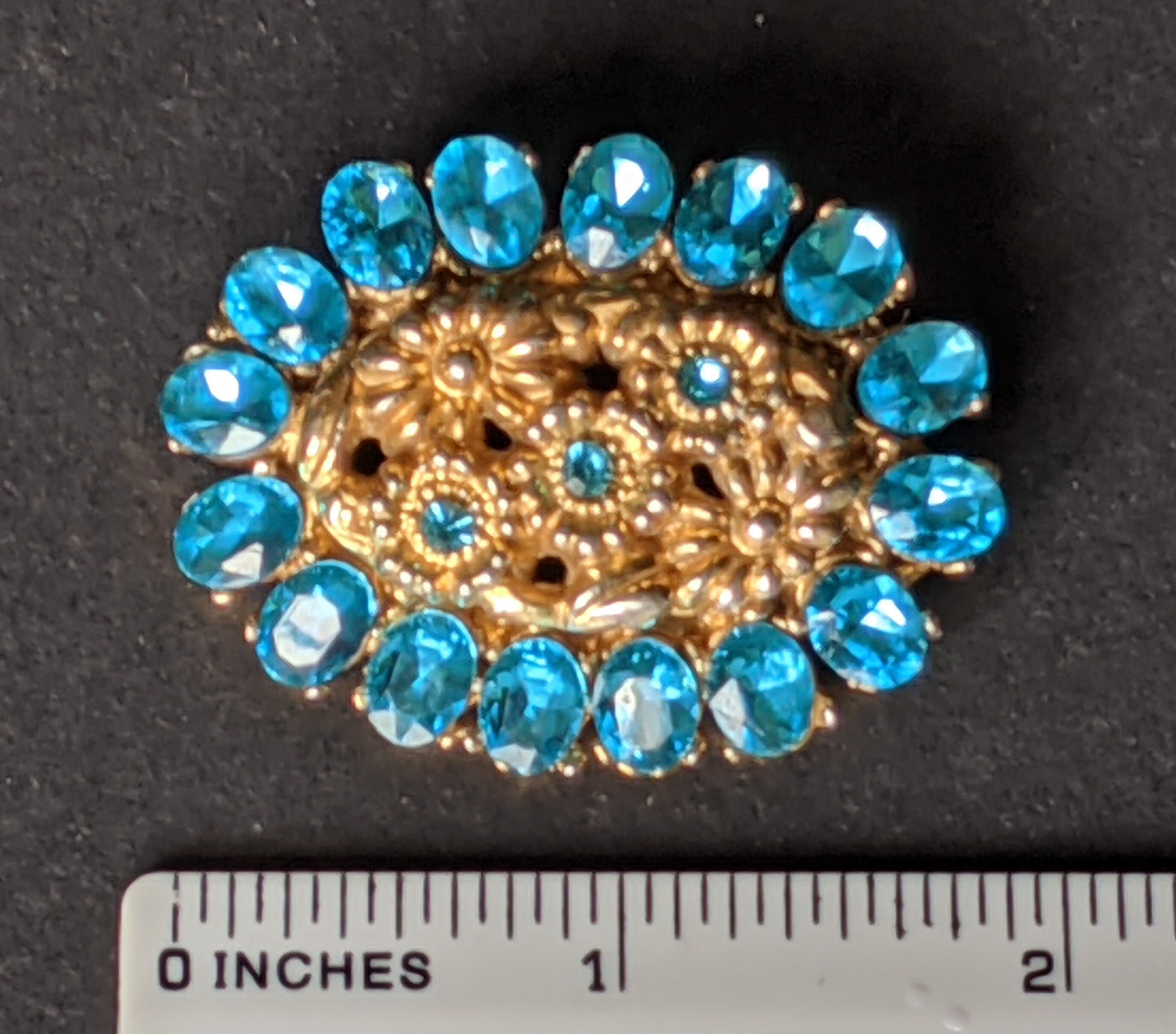 Large Vintage Paste Brooch Lovely Aqua Blue Large Oval Etsy