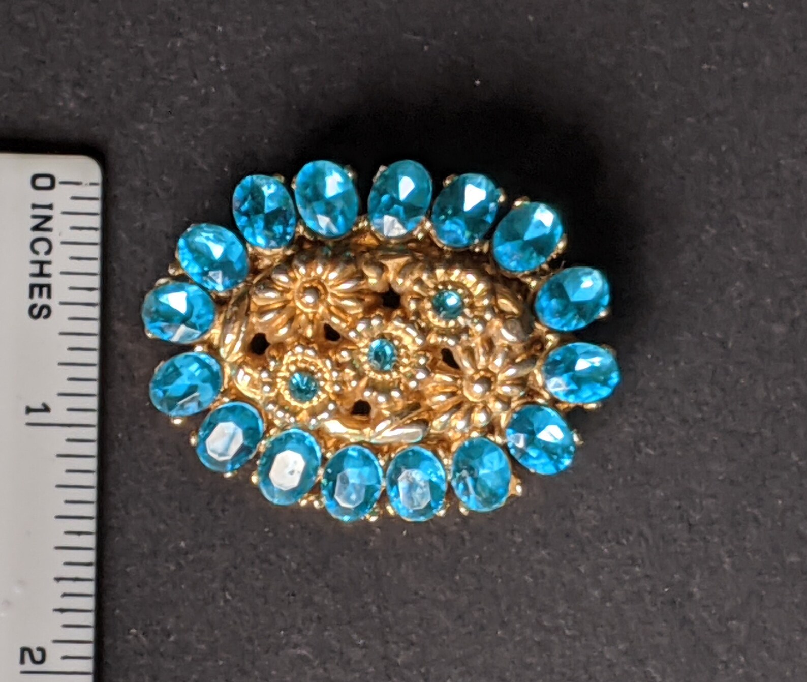 Large Vintage Paste Brooch Lovely Aqua Blue Large Oval Etsy