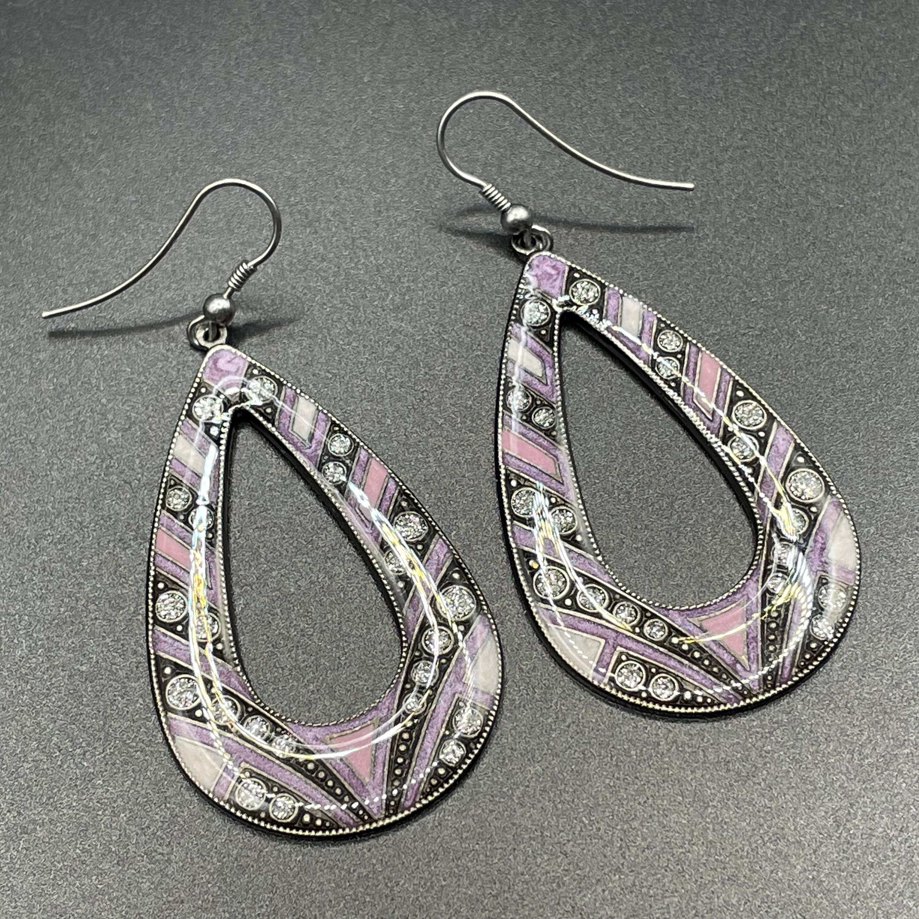 Orecchini Pendenti A Goccia Fiore Art Déco Vintage Con Strass – Regalo Donna Elegante
