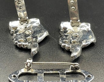 Broche/clip Art Déco En Argent Avec Cristaux - Années 1920-1930 - Vintage