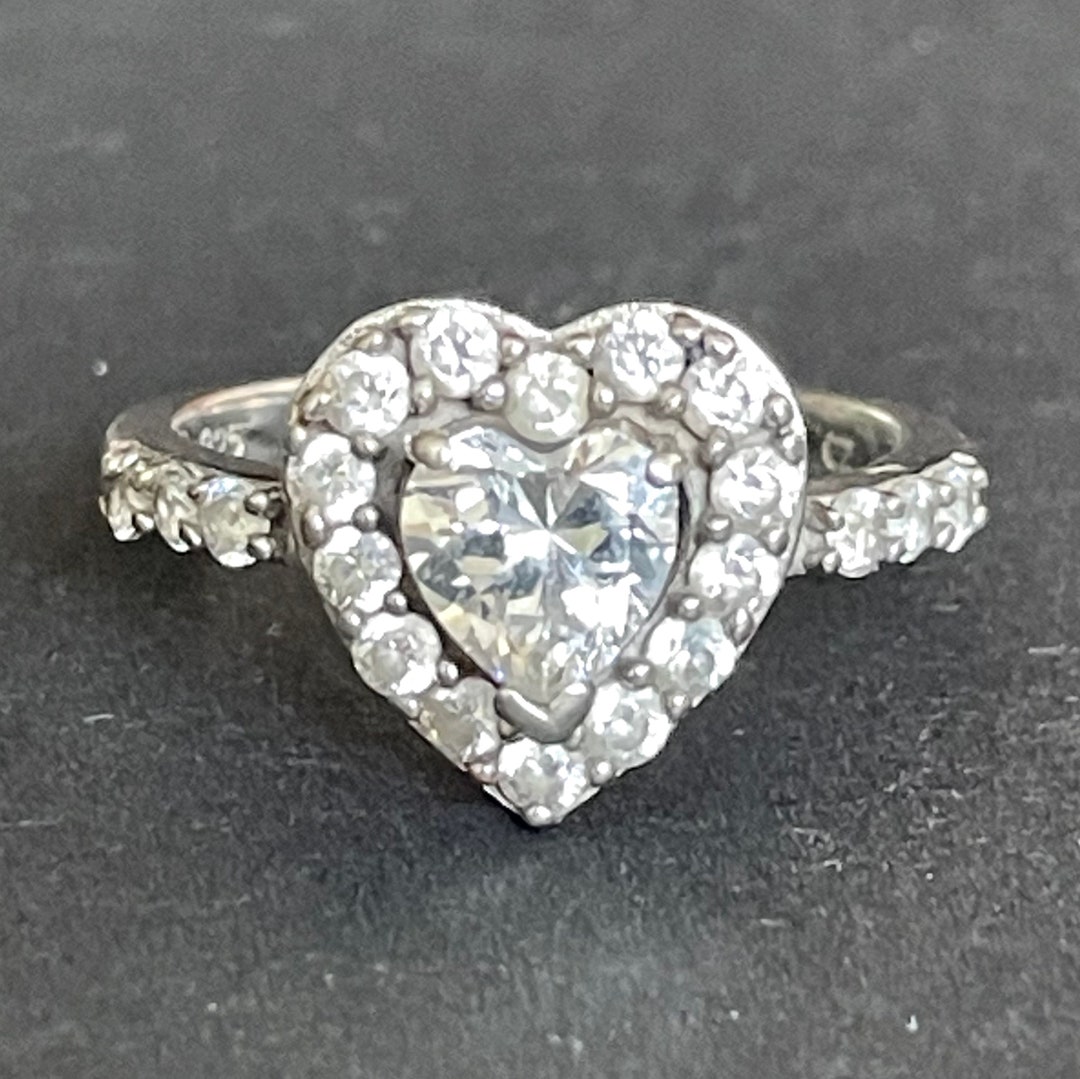 925シルバー 90s Vintage Cubic Zirconia Sterling Silver Statement Ring - Size