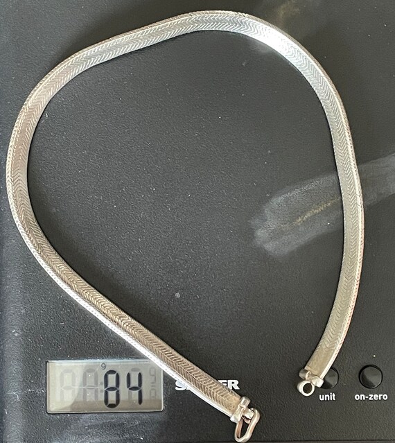 Huge vintage 84 gram sterling silver collar recta… - image 6