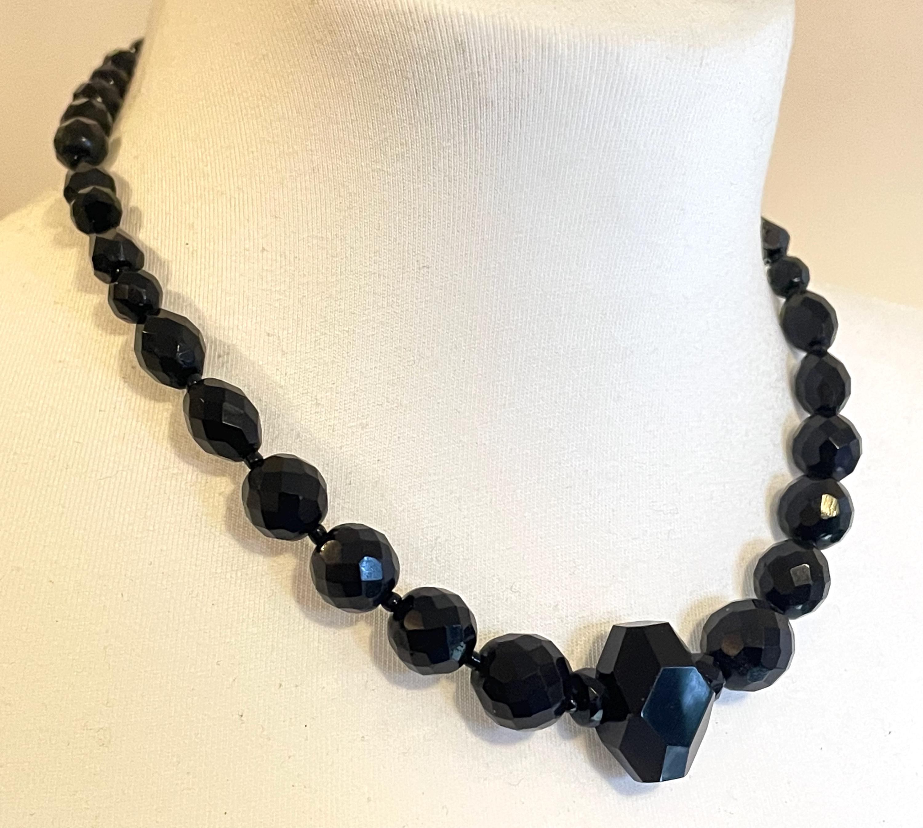 Collier Ras De Cou Art Déco Perles Jais Facettes - Style Coco, Occasion