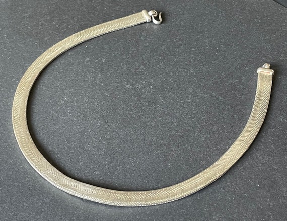 Huge vintage 84 gram sterling silver collar recta… - image 2